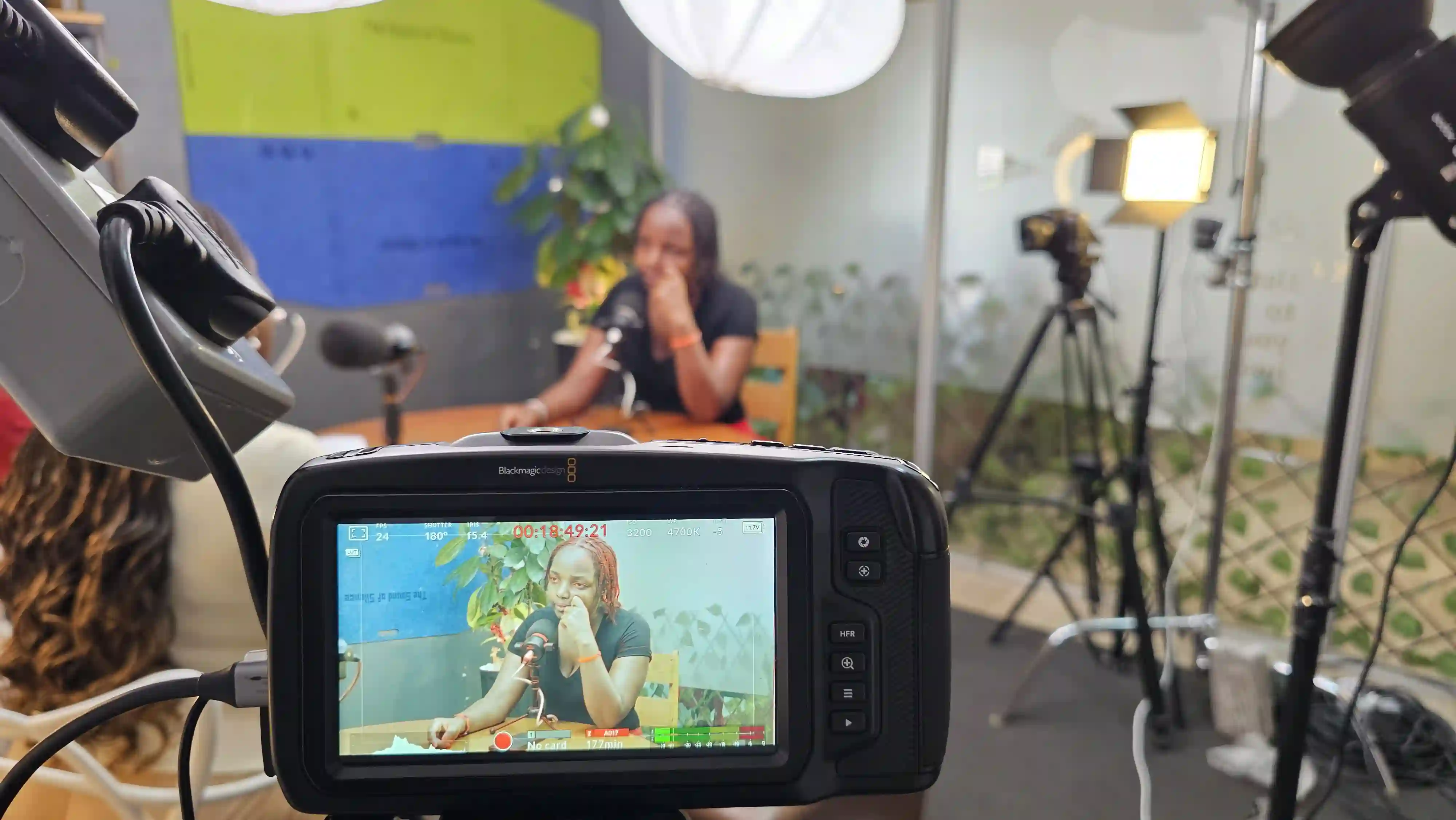 Professional media production team setup